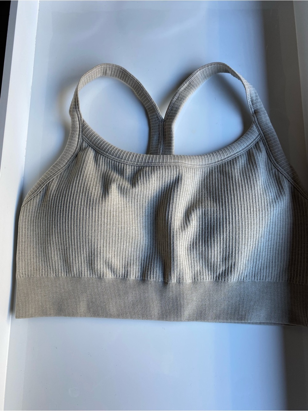 Seamless Ribbed Sports Bra - Cream